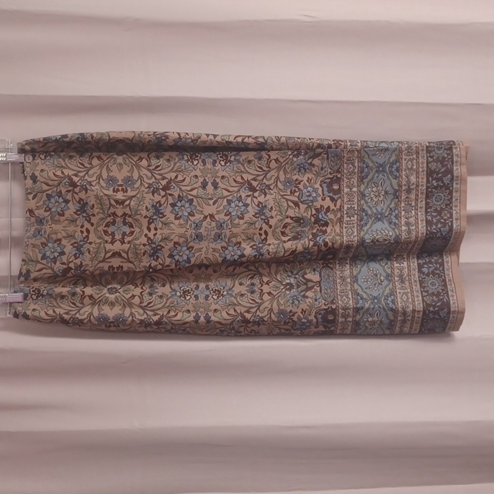 Charter Club Linen Wrap Maxi Skirt Cottagecore Floral Button Closure Vintage